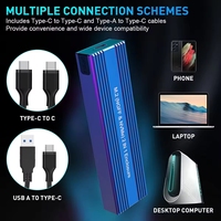 NGFF Sata Nvme 2 en 1 SSD Case Outil gratuit en aluminium Type C USB3.1 10Gbps 4TB M.2 Ssd Enclosure