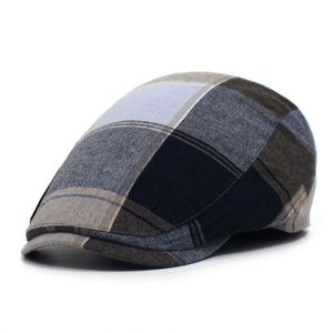 Casquette Gavroche Britannique en Coton Décontractée Tendance Automne Hiver Rétro à Carreaux Color Block Respirante Confortable Unisexe Sport - Product Image 1