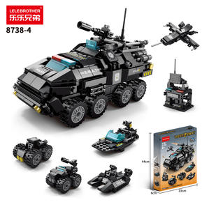 Lele Brother 6 en 1 Briques de Construction Policières Transformables Jouets Voiture Anti-explosion SWAT Blocs Éducatifs Modèle Jouet 371 Pièces - Product Image 1