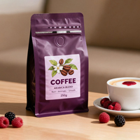 Sachet refermable à fond plat avec logo personnalisé, imprimé, pour café, avec valve et fermeture éclair, 100g 250g 500g 1kg, emballage alimentaire