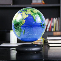 Mapa del mundo iluminado giratorio en inglés de 20cm y 8 pulgadas, Base redonda de escritorio, globo de plástico con luz LED RGB flotante de levitación magnética