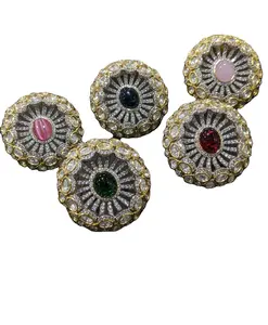 Fashionable Heavy Handmade Free size Ring With Stones American Diamond And Silver Foil Kundan At Wholesale Price