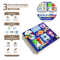 Tableau d'activités Montessori en bois personnalisé, jouet sensoriel avec engrenages, horloge et interrupteur, jouet éducatif OEM pour tout-petits
