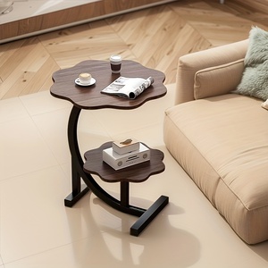 1pc Double-Layer Flower-Shaped Side <strong>Table</strong> Classic Style Metal <strong>Bedside</strong> <strong>Table</strong> With Storage Rack <strong>Round</strong> Tabletops - Product Image 4