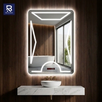 Cermin Kamar Mandi LED Pintar Mewah dengan Lampu Latar dan Pola untuk Proyek Hotel Villa Arab Saudi Dubai, Dapat Diredupkan, Anti-kabut, Grosir