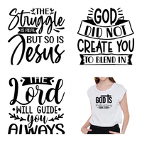 Stiker & Decal Transfer Panas Gambar Kartun Faith God Siap Tempel untuk Pakaian Bahan PET Ukuran Dapat Disesuaikan