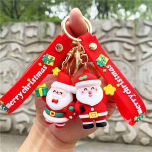 Porte-clés dessin animé 3D en caoutchouc Père Noël mignon, pendentif de sac, cadeau de Noël, vente en gros, collection 2024 - Product Image 1