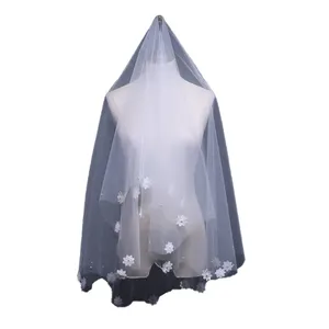 China supplier wholesale One Layers floral short White High Quality Wedding Veil Soft Bride Party Veils For Women girl