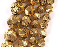 Plaques de pierre de lave facettées en diamant 6-10MM, roche volcanique, pierre de lave électroplaquée argent blanc pour la fabrication de bijoux