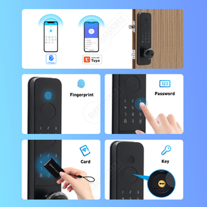 Combo de cerradura de puerta inteligente con WiFi, manijas de cerrojo de entrada sin llave, contraseña de huella dactilar de aleación de aluminio, Control de aplicación Tuya/TTlock, Smart <span class=keywords><strong>Dead</strong></span> - Product Image 3