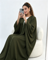 MEXIZO 2026 Cardigan musulman confortable à manches chauve-souris avec ligne de design, Abaya ouverte, Vêtements islamiques pour l'Aïd et le Ramadan, Abaya de Dubaï