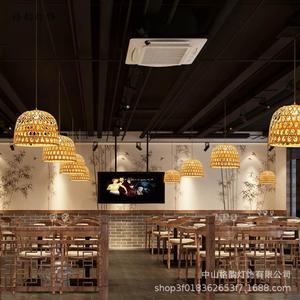 Lámpara Colgante Redonda de Bambú con LED de Una Sola Cabeza para Cafeterías, Bares, Restaurantes, Hoteles, Balcones, Pasillos y Estudios - Product Image 5