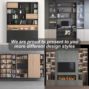 PA nordique bibliothèque meubles armoire de rangement salon luxe bibliothèques en bois - Product Image 4