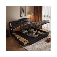 Smart Bett rahmen King Size Möbel Schlafzimmer Luxus multifunktion ale Aufbewahrung sbett Leder schwarz mit verstellbarem Bettkopf