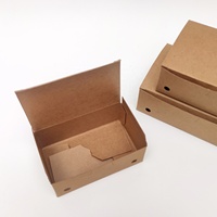 Boîte à hamburger jetable en papier kraft de qualité alimentaire, design carré, pour sandwichs, hamburgers, poulet frit, frites