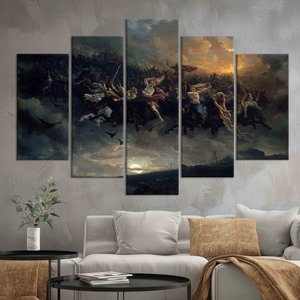 Impression sur toile Odin's Wild Hunt : Décoration artistique inspirée de la mythologie nordique, lot de 5 toiles assorties - Product Image 3