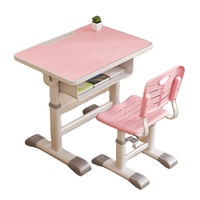 Fournisseur international de tables et chaises d'école réglables, panneau rose, cadre blanc, chaise d'élève OEM ODM pour la maison et la salle de classe