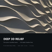 Panel Dinding Dekoratif Pu Wave Polyurethane Board 1200x600mm B2 Tahan Api Warna Kustom Dekorasi Dalam Ruangan Grosir