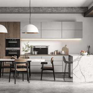 SANTOPOVA Cuisine moderne de style ferme, armoires de cuisine en bois 3D, mobilier modulaire à concept ouvert complet pour les condos, design de cuisine - Product Image 4