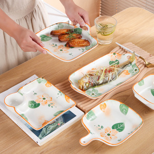 Ceramic Luxury Bone China Tableware Plant Plate Bowl Dish <b>Set</b> <b>Microwave</b> Safe Dishwasher Safe Leak-Proof Nordic Minimalist Fresh - Product Image 2