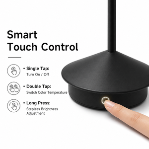 Portable Modern Dome LED <strong>Table</strong> Lamp with Simple Design Cordless Rechargeable Touch Dimmable Aluminum Body for Indoor/Outdoor Use - Product Image 5