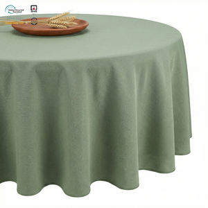Nappe ronde de 120 pouces en polyester tissé bleu marine, imperméable, écologique et personnalisable pour les événements de banquet - Product Image 1
