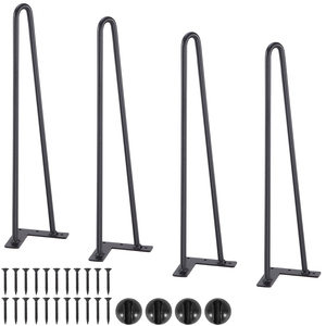 Hairpin Furniture Legs 19 In Metal With Rubber Floor <b>Protection</b> For Nightstand Coffee <b>Table</b> Desk DIY Projects - Product Image 1