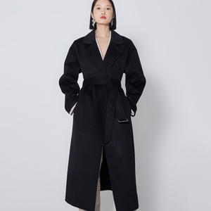 한국 럭셔리 코튼 체크 핑크 천연 멀티 컬러 울 코트 겨울 가을 코트 울 캐주얼 여성 긴 울 트렌치 코트 - Product Image 3