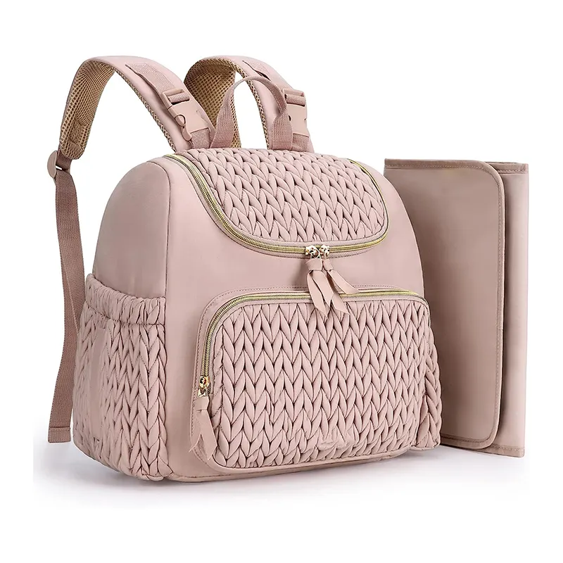 حقيبة ظهر صغيرة لحفاضات الأطفال مع وسادة لتغيير الحفاضات مزودة بأشرطة للعربة الأطفال حقيبة ظهر متعددة الاستخدامات لحفاضات الأطفال