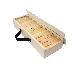 लकड़ी का डोमिनोज़ सेट डबल 6 विशाल डोमिनोज़ गेम सेट 6 इंच आउटडोर बीच लॉन ब्लैकयार्ड खेलने के लिए लकड़ी के बॉक्स के साथ