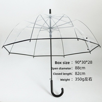 Parapluie transparent coupe-vent personnalisé en usine avec logo imprimé, grande poignée longue, parapluie droit transparent avec ouverture automatique