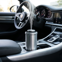 Diffuseur de parfum de voiture rechargeable avec logo personnalisé, 1200 mAh, nébuliseur d'arômes sans eau, commande rotative en aluminium, diffuseur d'huiles essentielles