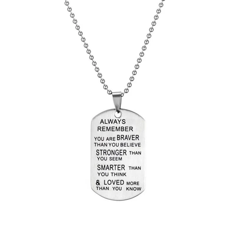 Stainless steel chain necklaces mens Dog tags army pendant necklace Fashion always loved keychain best friend jewelry gifts