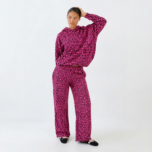 Premium Women’s <b>Pink</b> Leopard Print Hoodie Wide Pants Tracksuit Set Casual Two Piece Pullover <b>Sweatshirt</b> Women's Matching Fashion - Product Image 1