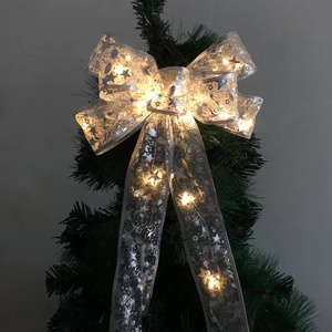 Xmas Decor Gold Silver Christmas <b>Tree</b> Decoration String Ribbon Bows <b>Lights</b> for Party Weddings Bronzing Ribbon - Product Image 1