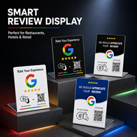 Support de table Google Review programmable avec plaque NFC et code QR imprimé sur mesure pour salons, restaurants, commerces de détail et entreprises