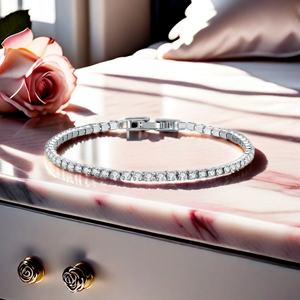 Reloj de pulsera de lujo para mujer, estilo tenis, chapado en oro con oro blanco y circonitas, juego de pulseras con dijes, regalo para niñas - Product Image 5