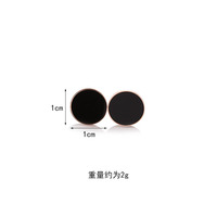 Boucles d'oreilles à clous géométriques minimalistes de style coréen, design tendance en acier inoxydable et coquille noire