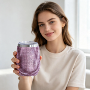 Vaso Personalizado de 12oz con Diamantes Brillantes y Pajita, Vaso de Vino Aislado de Acero Inoxidable para Salidas Nocturnas de Chicas - Product Image 3