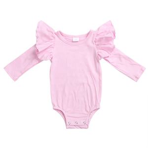 Ropa para Niños Recién Nacidos con Mangas con Volantes, Color Sólido, Venta al por Mayor, Ropa Infantil de Boutique, Top Ventas 2019 - Product Image 5