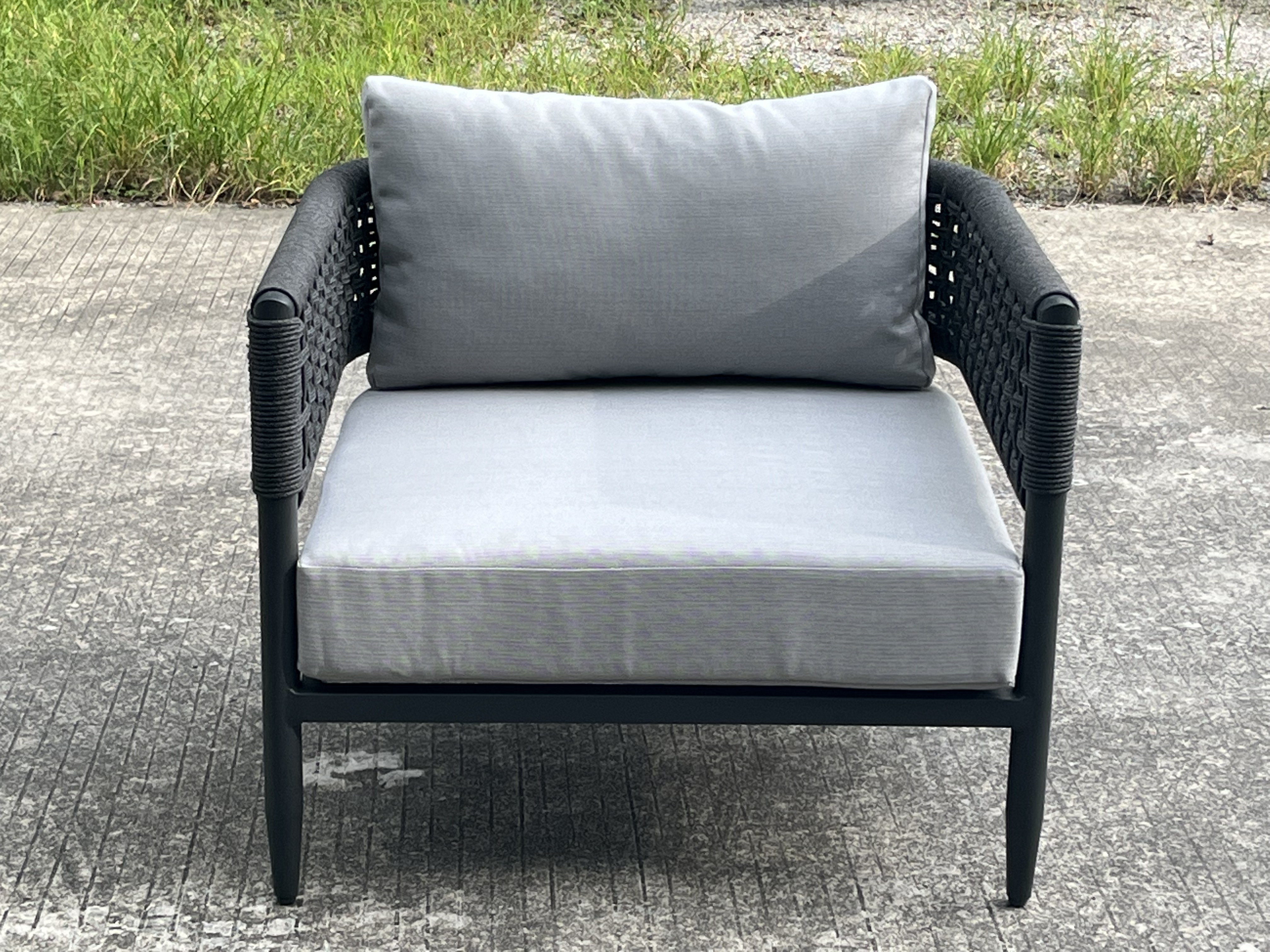 Rope furniture sofa Mixed outdoor aluminum casting patio sofa waterproof stain-proof garden sofa