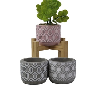 Promotional Various Durable Using Grey Cement Mini Flower Pot Planter