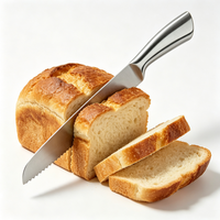 Couteau à pain moderne de 8 pouces, ultra-affûté, en acier inoxydable, dentelé, avec manche creux, idéal pour les gâteaux