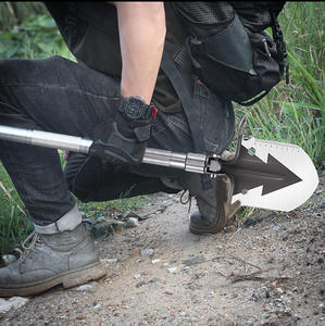 Mini Folding Survival Shovel <b>Saw</b> Edge Tactical Design 8in Blade Black <b>Plastic</b> Handle Portable Outdoor Gear Warranty Included - Product Image 2