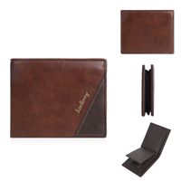Dompet Kartu Pendek Fungsional Kulit PU Jahitan Minimalis Dua Lipat Baellerry, Dompet Koin Pria, Dompet Rfid Kecil Tipis