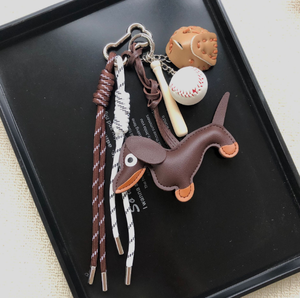 Ins kore örgülü halat anahtarlık kolye sevimli köpek deri çanta anahtarlığı kolye LWD - Product Image 5