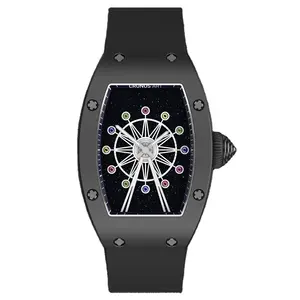 観覧車要素カラー宝石設定ファッショナブルなデザインの腕時計セラミックボディサファイアミラー高級時計