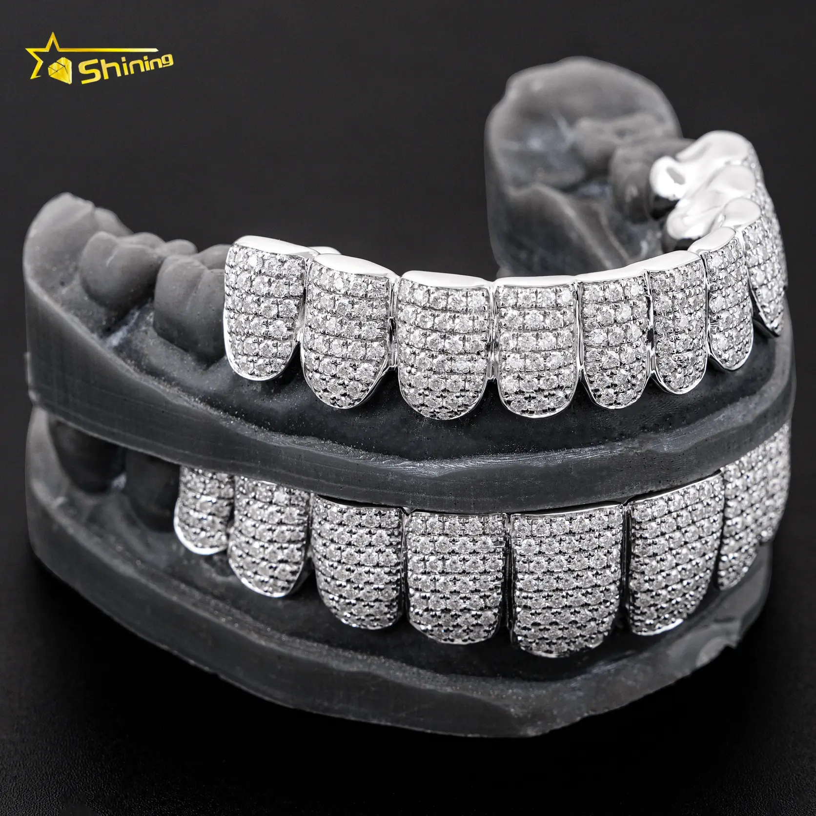 Hip Hop Jewelry Sterling Silver 925 Gold Plated 10K/14K/18K Solid Gold Permanent Cut Custom Bling Teeth Grillz