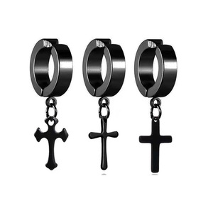 Cross <b>Clip</b>-<b>on</b> <b>Earrings</b> Titanium Steel Unisex Fashion Jewelry For Non-Pierced Ears - Product Image 2
