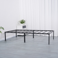 Lit simple en fer à cadre unique, sans tête de lit, en fer forgé, avec sommier rigide, 2,2 m de large, pour étudiants et dortoirs professionnels
